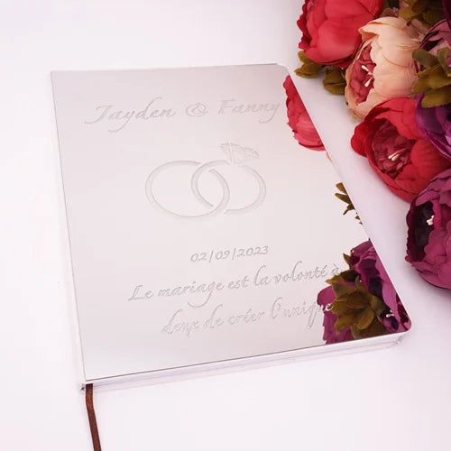 Custom Acrylic Mirror Cover Vertical Style Wedding Guest Book Blank Pages Personalized Name Guestbook Party Decoration Supplies