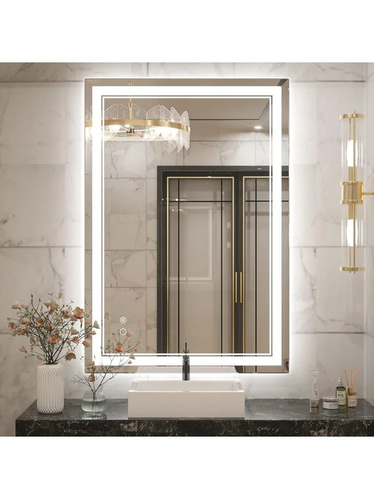 40 x 28 Inch Wall Mounted Anti-Fog Dimmable Memory Frontlit Makeup Mirror, Tempered Glass, CRI 90+ (Vertical or Horizontal)