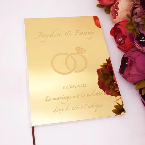 Custom Acrylic Mirror Cover Vertical Style Wedding Guest Book Blank Pages Personalized Name Guestbook Party Decoration Supplies