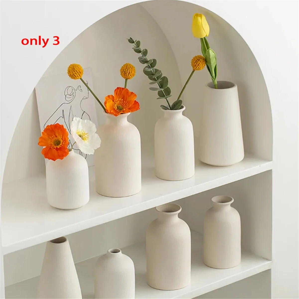Nordic Flower Vase White Ceramic Vase Wedding Centerpiece Arrangement Plants Flower Pot Room Desktop Decoration