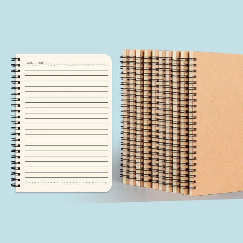 A5/B5 Notebook,Kraft Paper Black Cover Coil Notepad,60 Sheets/Book,Grid Horizontal Line Inner Page,Office Study Stationery CS-99