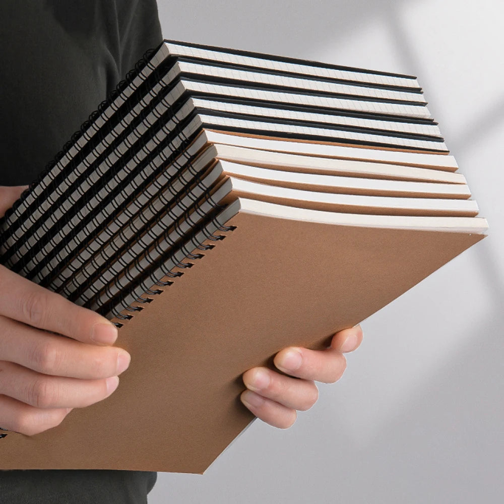 A5/B5 Notebook,Kraft Paper Black Cover Coil Notepad,60 Sheets/Book,Grid Horizontal Line Inner Page,Office Study Stationery CS-99