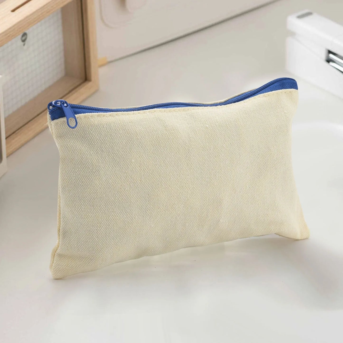 40 Pcs Canvas Zipper Bags Pencil Pouch Makeup Bags Blank Canvas Pencil Case Cosmetic Bag for Travel DIY Craft School (S)