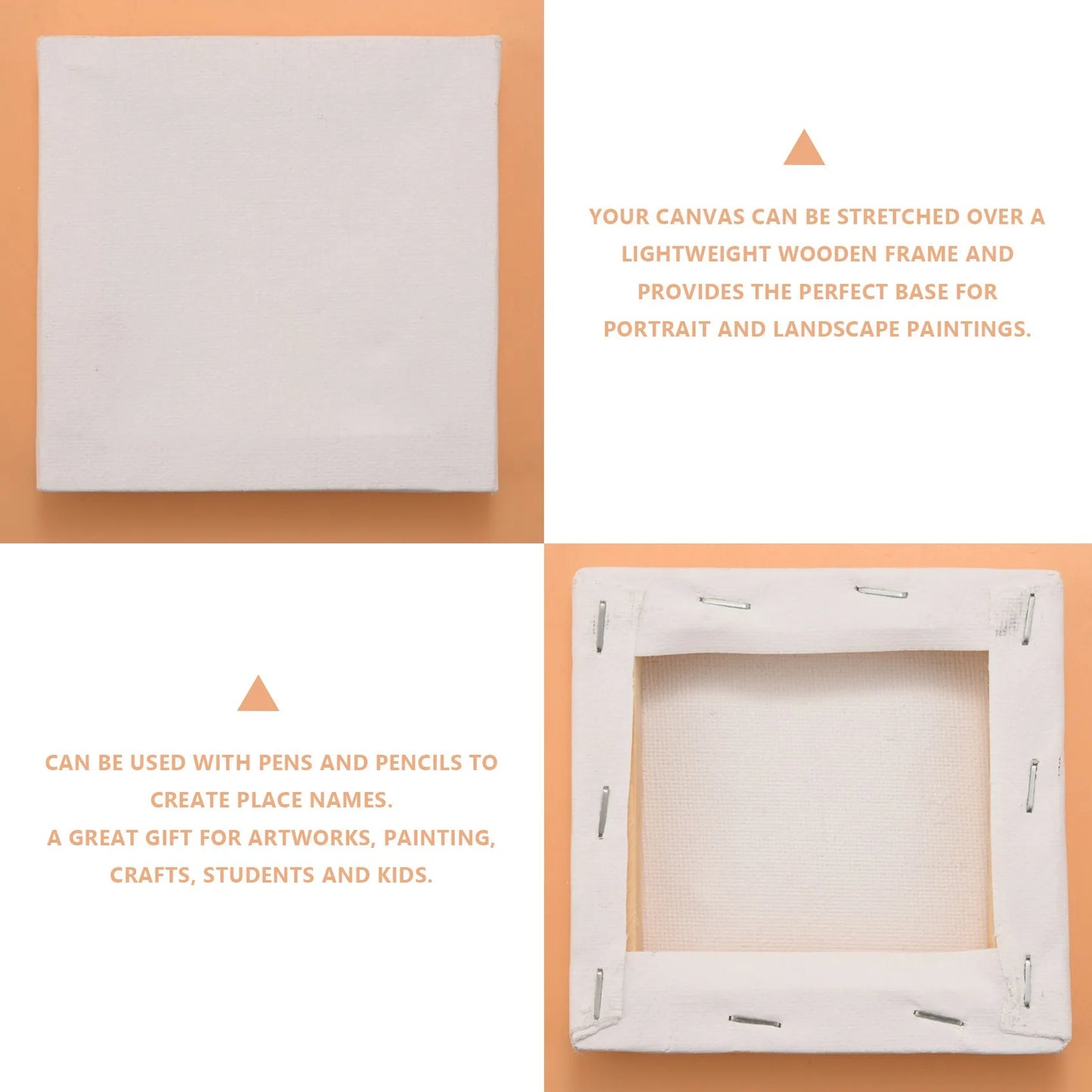 AA84 10Pcs/Set White Blank Art Boards Mini Stretched Artist Canvas Art Board Acrylic Oil Paint Wood+Cotton for Artwork Painting
