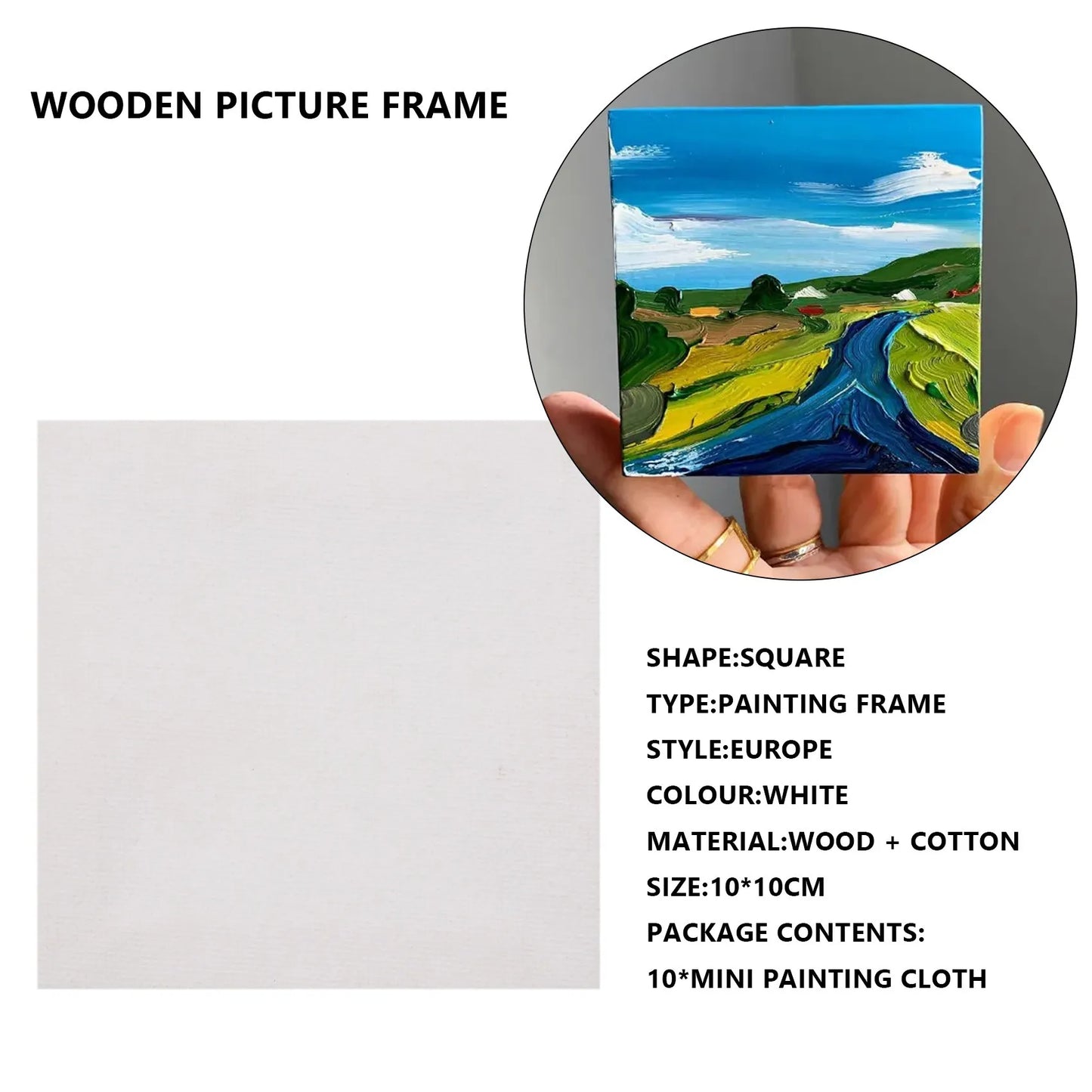 AA84 10Pcs/Set White Blank Art Boards Mini Stretched Artist Canvas Art Board Acrylic Oil Paint Wood+Cotton for Artwork Painting