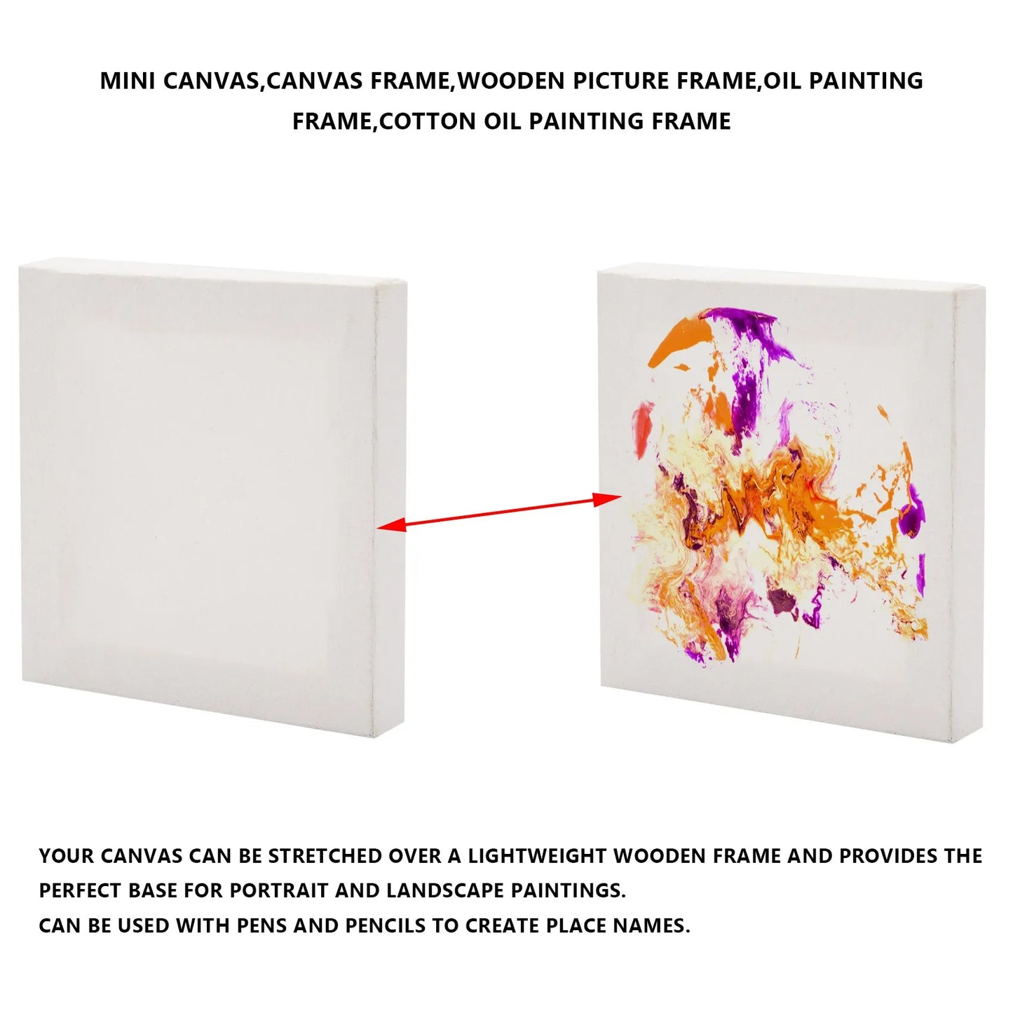 AA84 10Pcs/Set White Blank Art Boards Mini Stretched Artist Canvas Art Board Acrylic Oil Paint Wood+Cotton for Artwork Painting