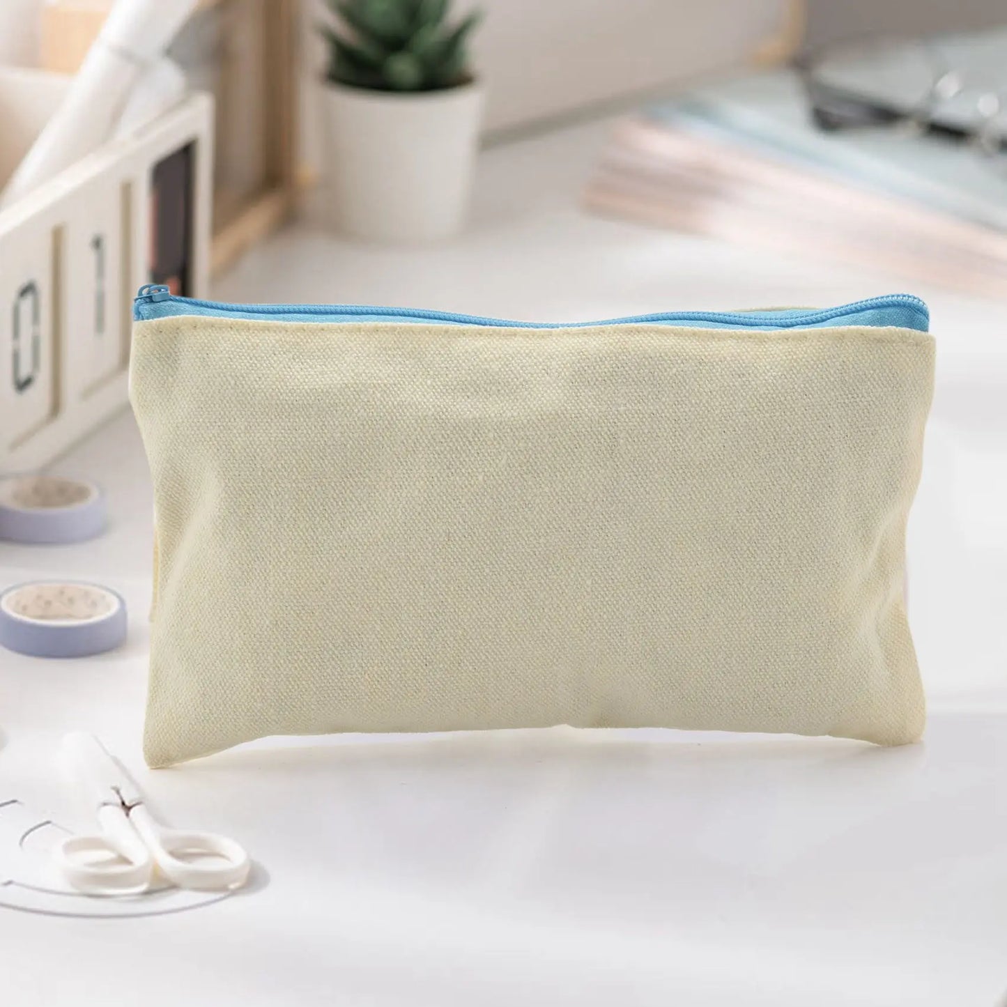 40 Pcs Canvas Zipper Bags Pencil Pouch Makeup Bags Blank Canvas Pencil Case Cosmetic Bag for Travel DIY Craft School (S)