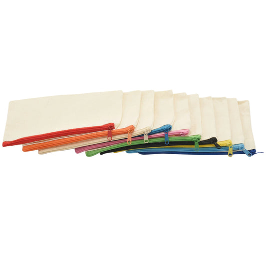 40 Pcs Canvas Zipper Bags Pencil Pouch Makeup Bags Blank Canvas Pencil Case Cosmetic Bag for Travel DIY Craft School (S)